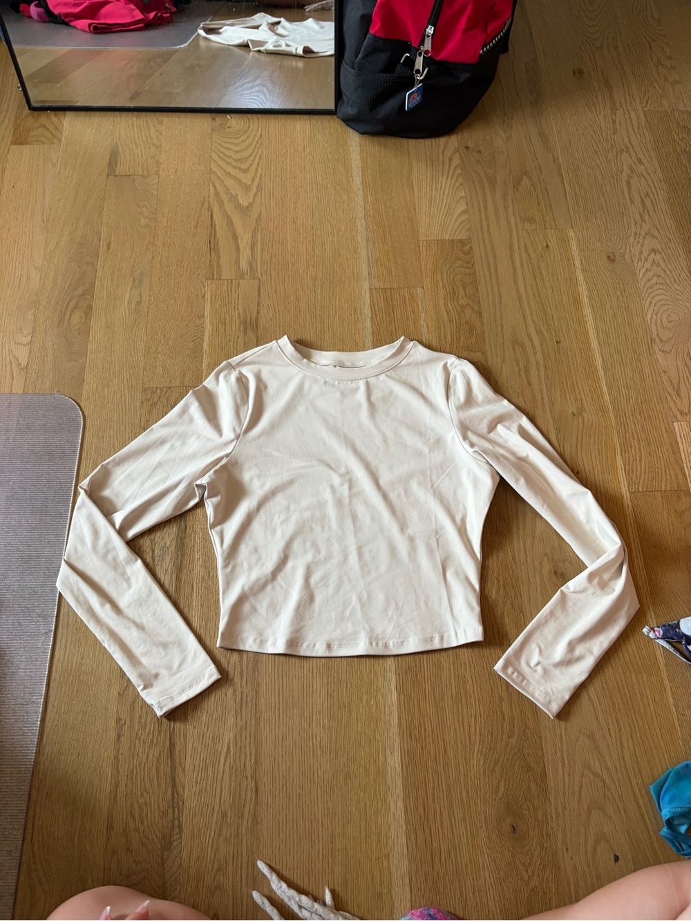 Cream long sleeve Crop Top
